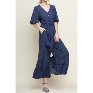 NWT Umgee Navy Ruffled Jumpsuit
